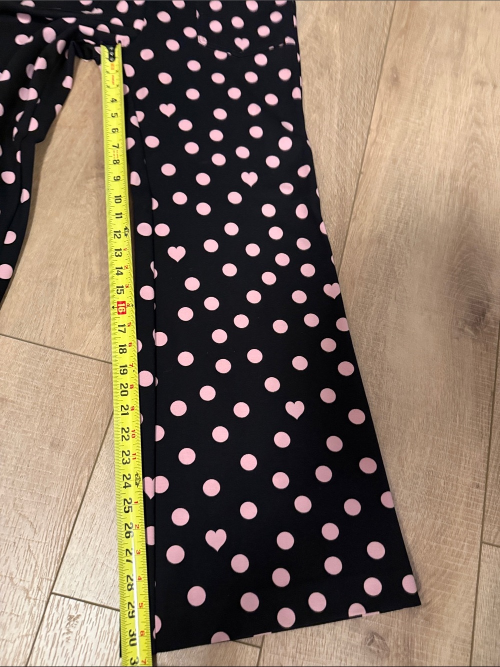 NEW Anthropologie Black pants with Pink Polka Dot & Heart Print - Picture 14 of 15